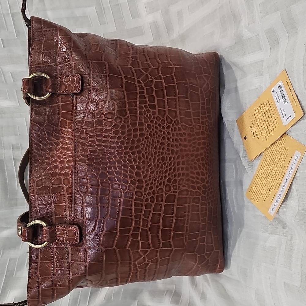 Patricia Nash Lindsell, Elegant British Tan Crocodile-Embossed Tote Bag - Picture 2 of 5